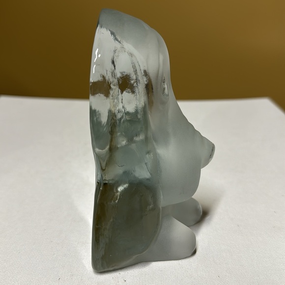 VIKING GLASS Frosted Hound Dog Paperweight Bookend 5.75" x 6" - Picture 2 of 5